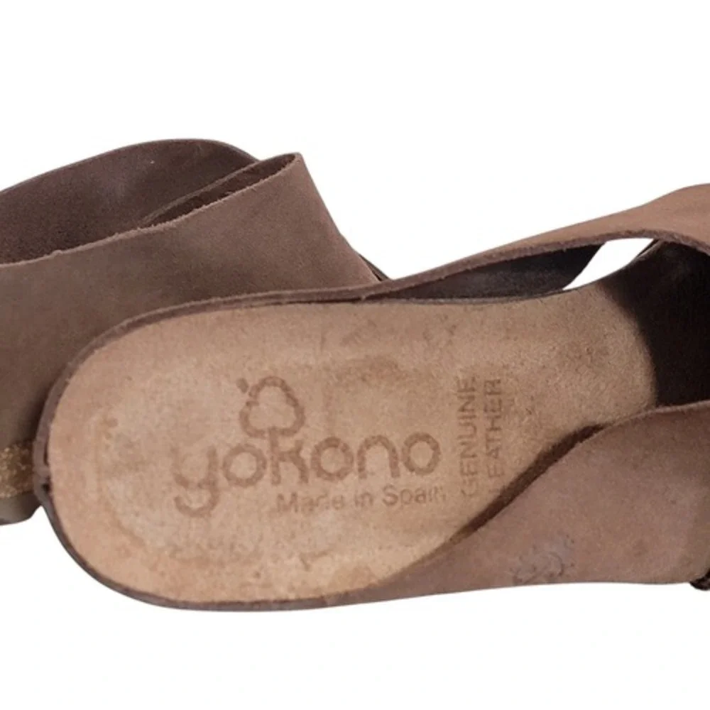 Yokono Candela Sz‎ 8 Suede Genuine Leather Cork Platform Wedge Slip On Sandals